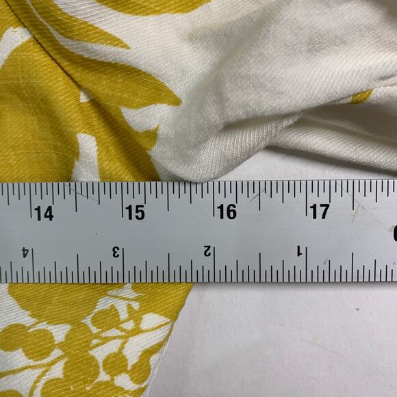 Saints + Secrets M Mustard Yellow Floral Crop Top Puff Sleeves Travel Tropical - Picture 6 of 8